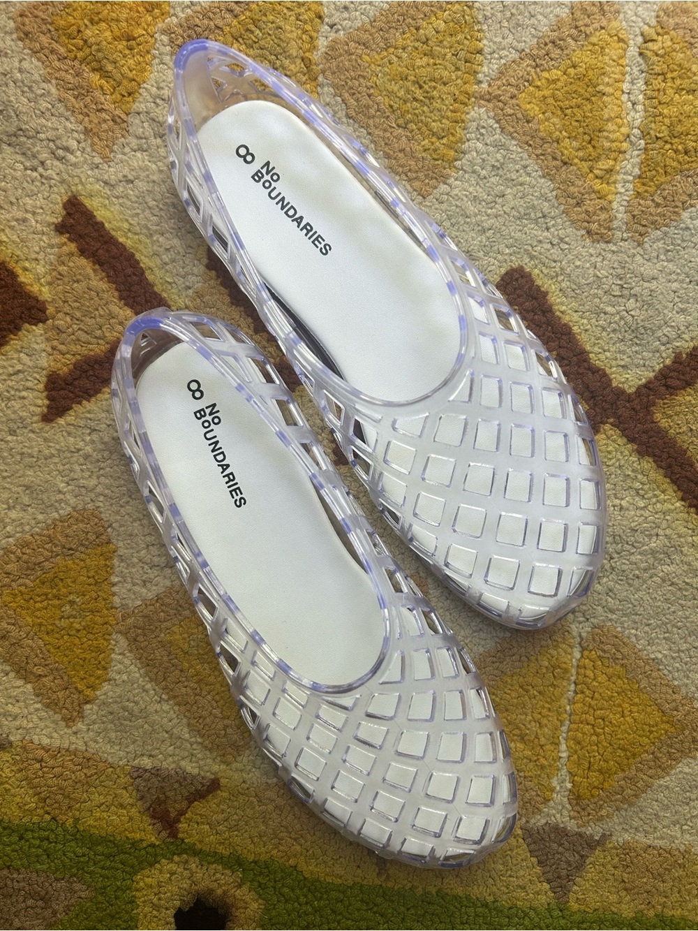 No Boundaries Clear Jelly Cage Ballet Flats Shoes Size 8 Y2K Festival Beach
